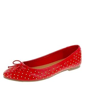 Brash Women's Brit Red Gold Studded Ballet Flat Shoes Size 9